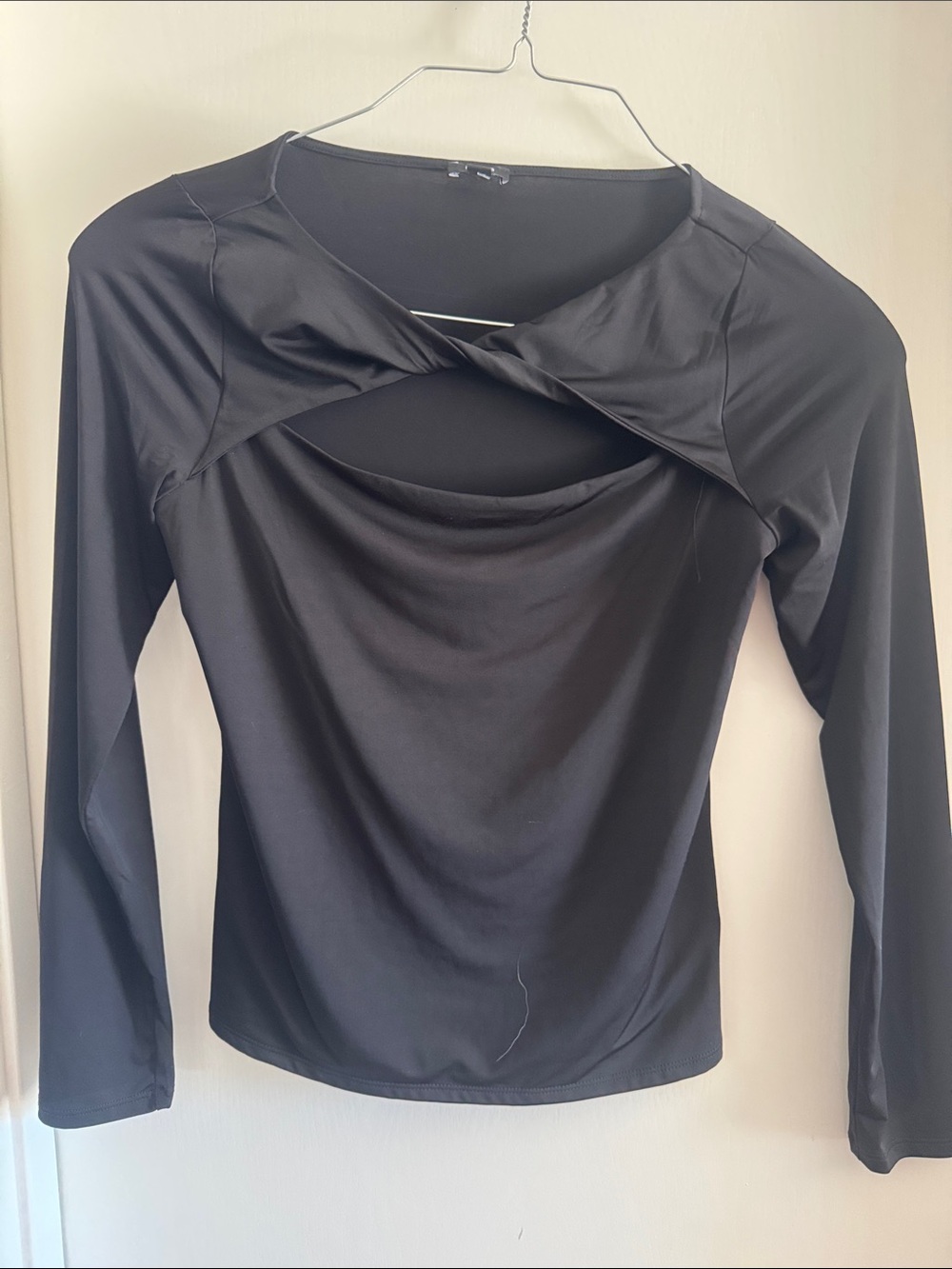 Express Black Long-Sleeve Twist Cutout Top